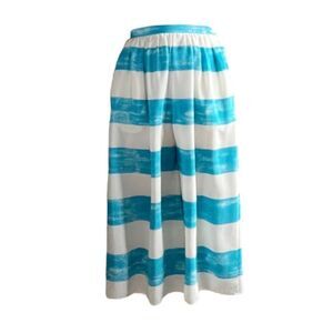 Vintage Diane Von Furstenberg DVF Striped Blue White Wide Leg Palazzo Pants Size